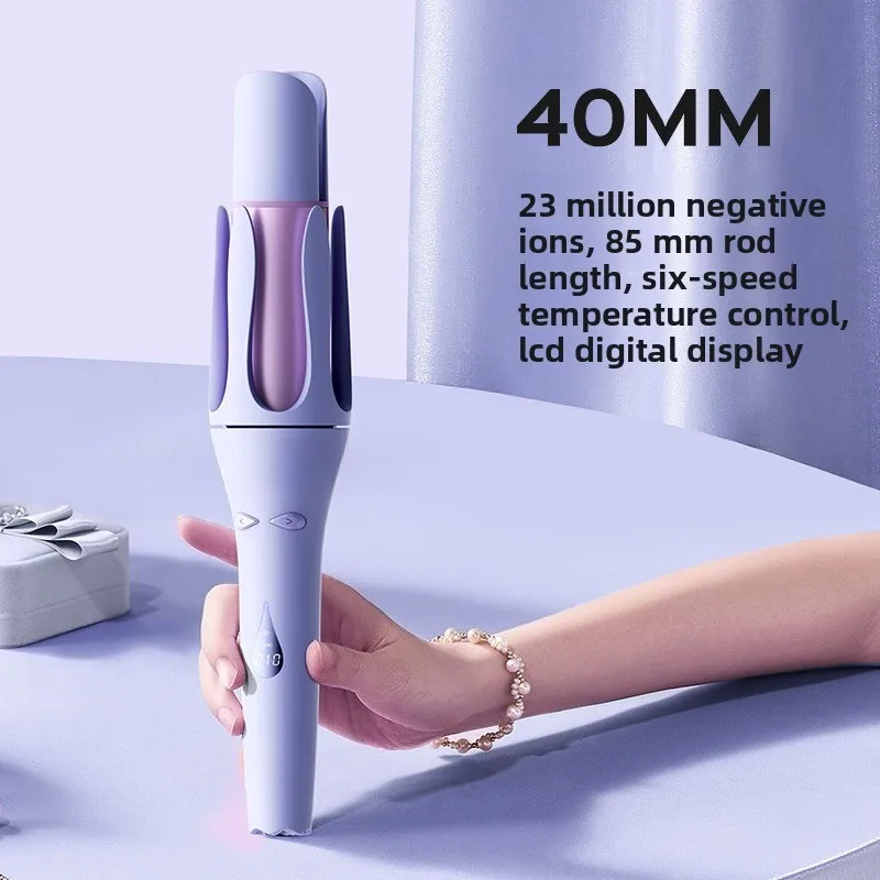 لفة كبيرة الحجم من الأيونات السالبة، شكل دائم 40 مم، قطعة أثرية لتجعيد الشعر بموجة كبيرة