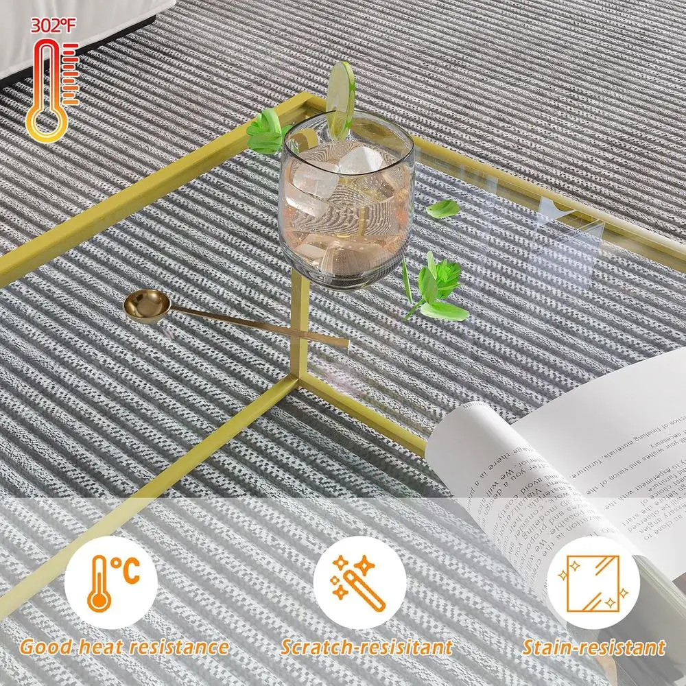 طاولة قهوة زجاجية حديثة وبسيطة لغرفة المعيشة، سطح من الزجاج المقسى بإطار معدني، سهلة التجميع، 26.4 × 26.4 × 15.7 بوصة،