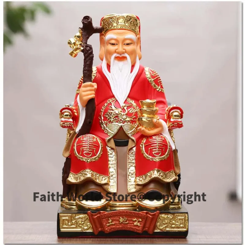 

30CM large Taoist Buddhism HOME Shrine efficacious protection Gold plating Southeast Asia TUDI GONG TUDIYE God FENG SHUI statue