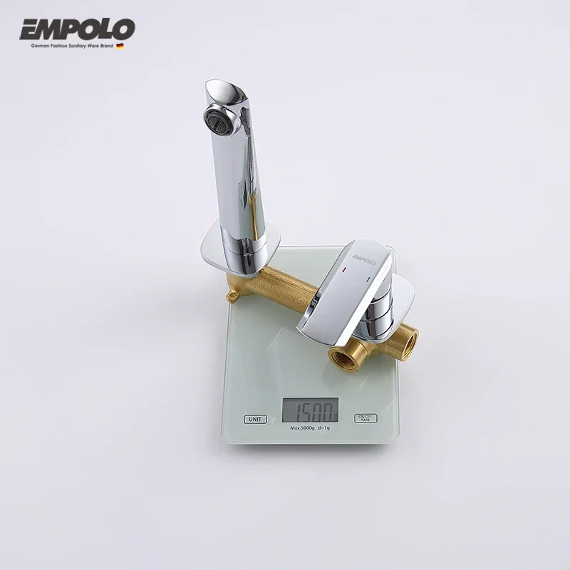 Washroom Water Mixer Faucet In Bathroom Brass 2 Hole Wall Mounted Basin Faucets