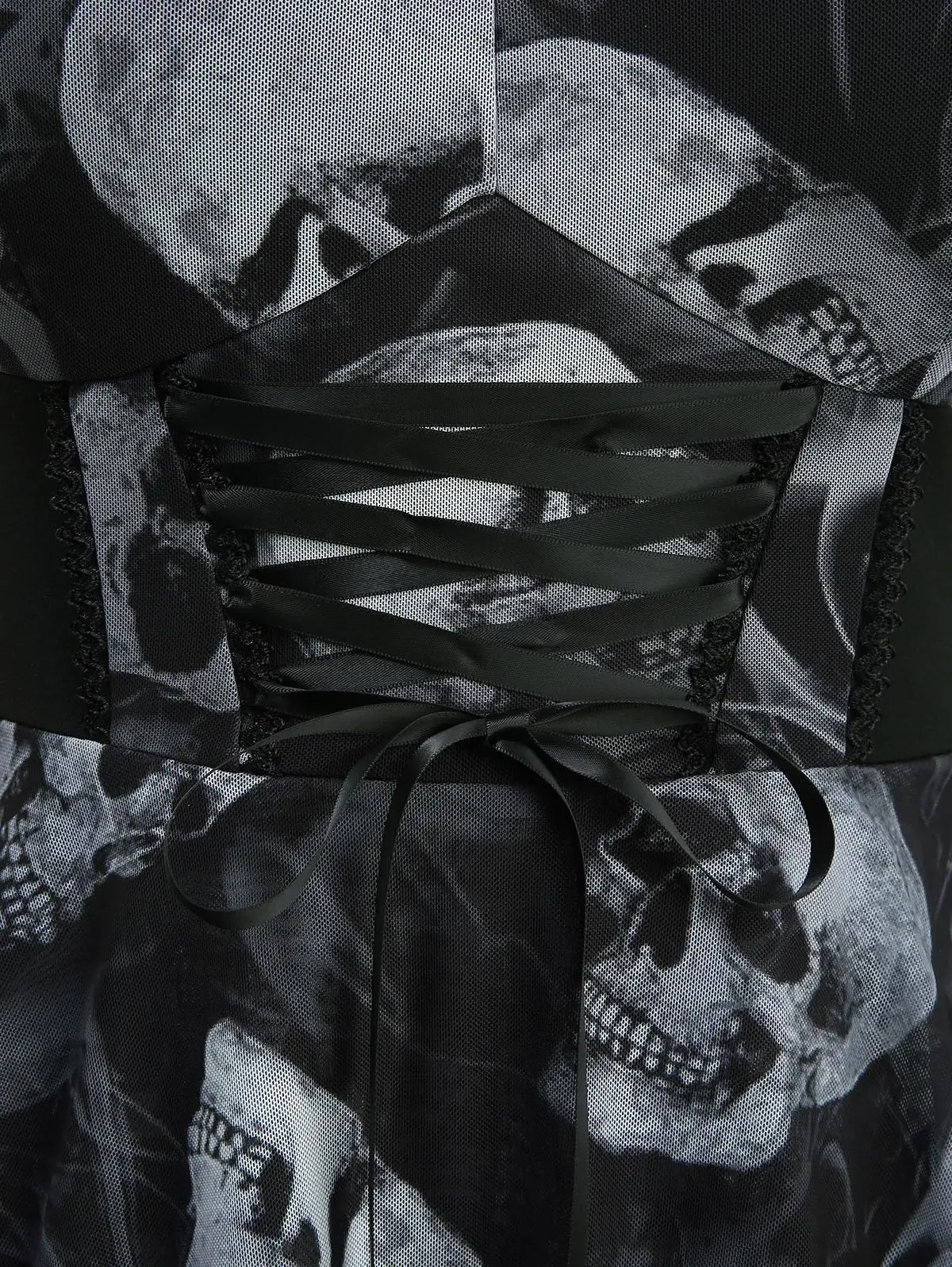ROSEGAL Vestidos góticos para mujer de talla grande con estampado de humo y calavera ombré, vestido sin mangas asimétrico en capas con cordones de malla