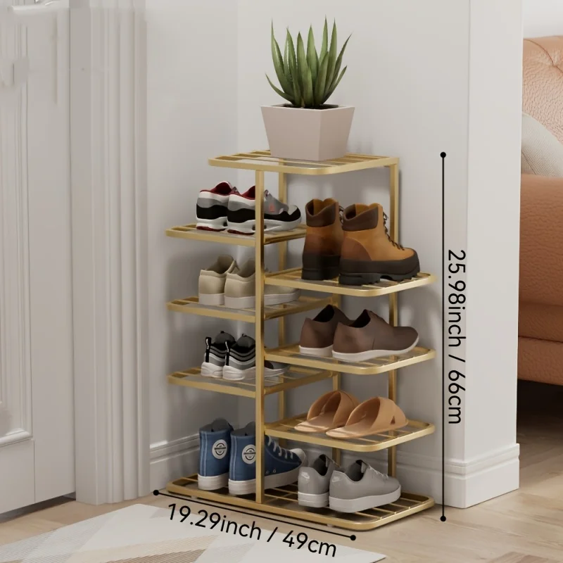 Large-Capacity Interlocking Multi-Tier Shoe Rack for Home Use Minimalist Wrought Iron Shoe Storage Rack for Small Apartments