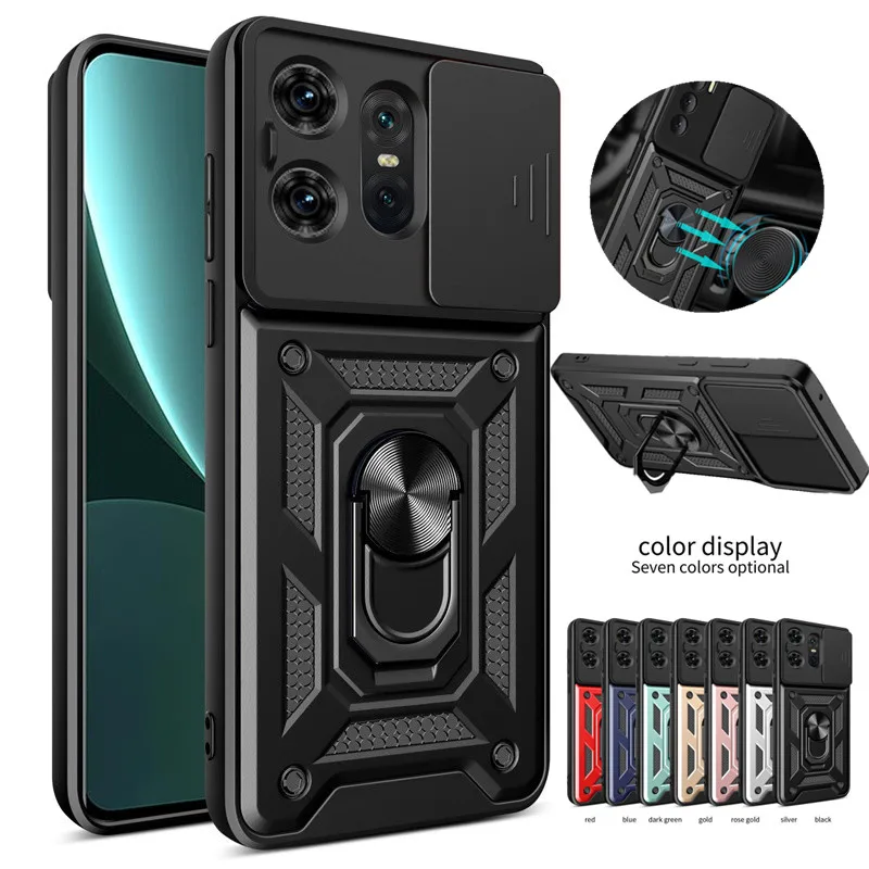 Armor Case For Motorola Edge 50 Fusion Ultra Pro 40 Neo Plus 2023 Cover Lens Protection With Ring Magnetic Holder Coque Funda