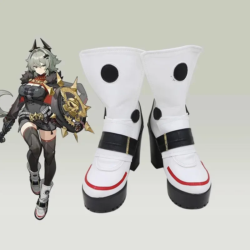 أحذية كوسبلاي لعبة Zenless Zone Zero Cesar King كعب عالي أنيمي الهالوين الأبيض بولي Leather الجلود كوس لعب الأدوار الأحذية ty'4