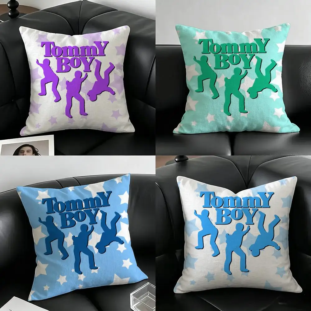 Record Label Tommy Boy Records Cushion Cover Natural Linen Pillowcase Set, All-in-One Decor for Sofa, Bedroom & Chair