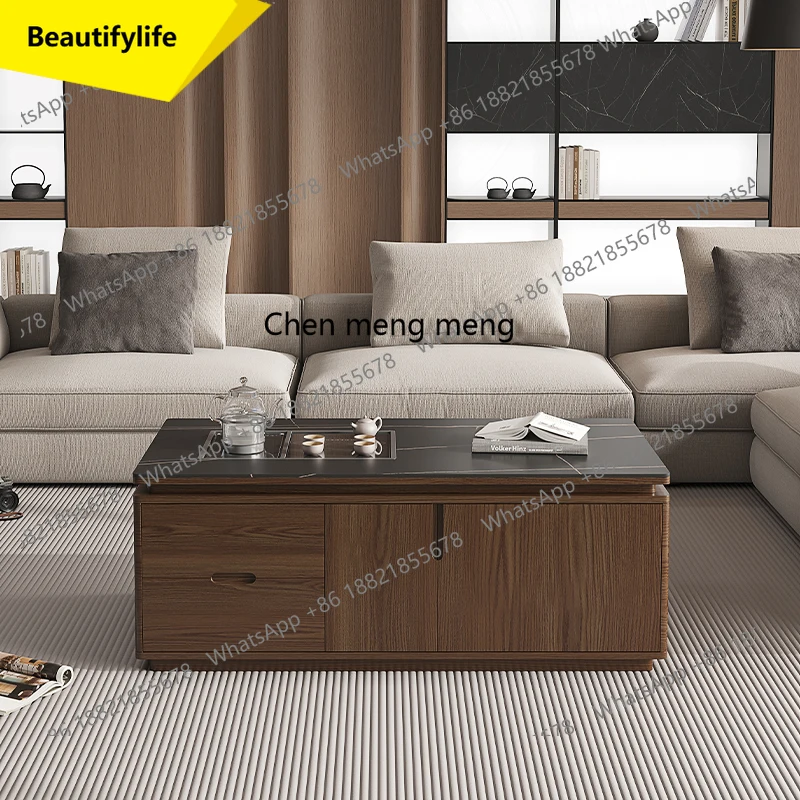 

M07 Smart coffee table Home coffee table Living room Office Solid wood rock slab Boiling water Integrated lifting tea table