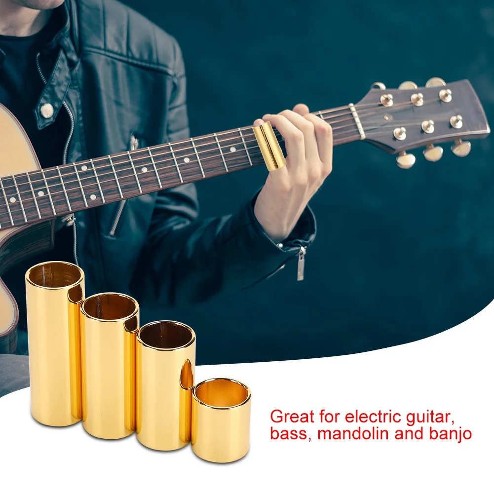 4pcs/set Electric Guitar Metal Slide Bar Guitars String Slides Golden