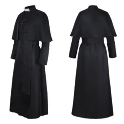 Medieval Renaissance Retro Priest Cosplay Costumes Catholic Church Religion Papal Priest Mass Preacher Solid Robe Clergy Cassock