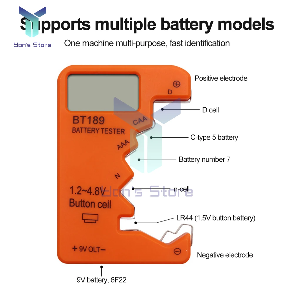 ANENG BT189 Button Cell Battery Tester 9V N D CAA AAA Universal Household LCD Display Battery Tester Power Bank Detectors Tools