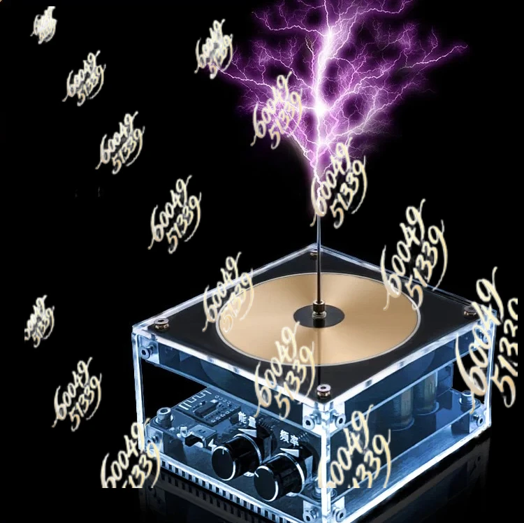 Apply to bluetooth music tesla coil artificial lightning touch palm lightning ignition rhythm vinyl record coil