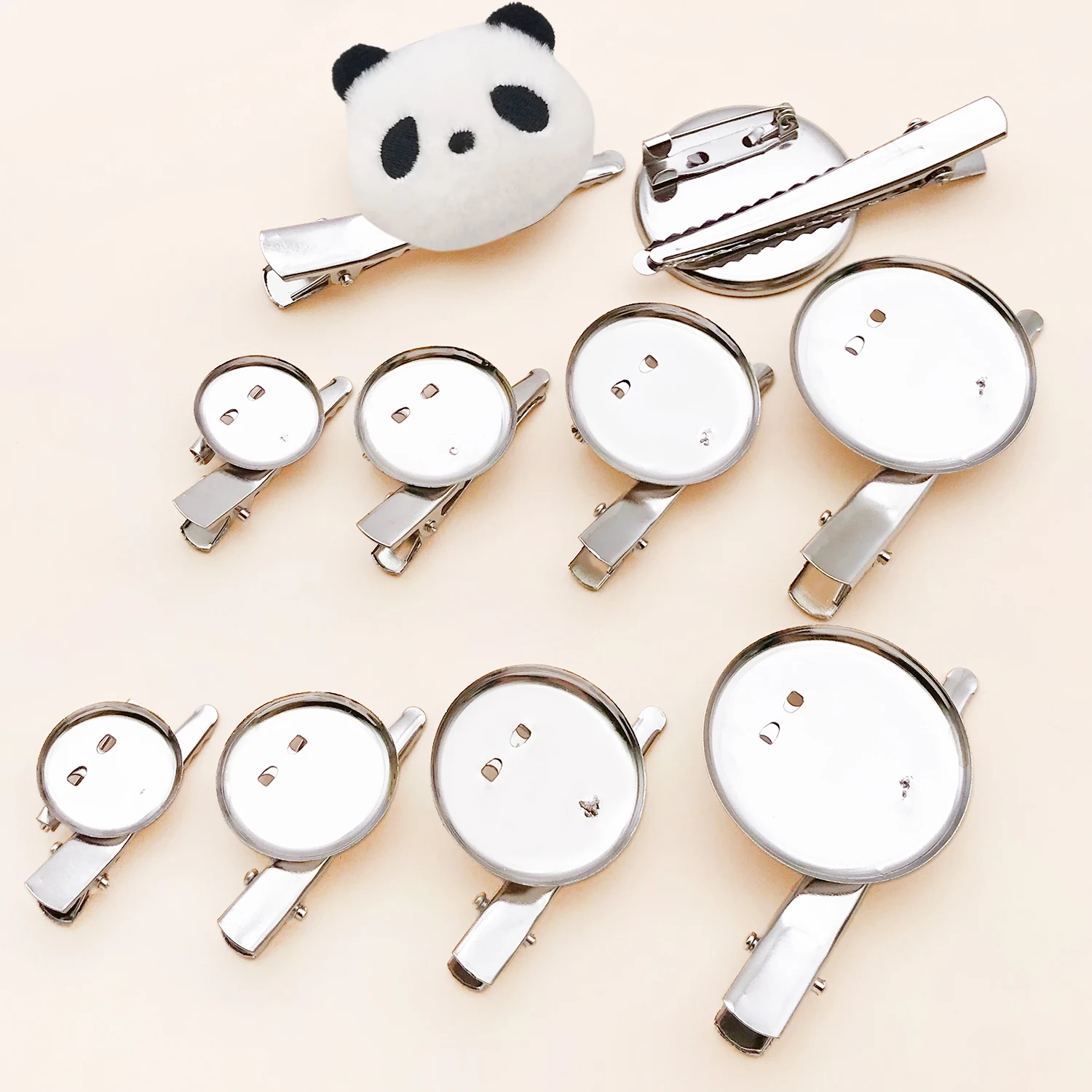 10pcs 20-35mm Round Brooch Base Hair Clips Concave Surface Blank Trays Brooch Pins For DIY Jewelry Making Findings Supplies ﻿