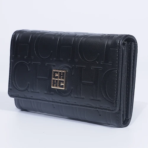 Imagen 2 del producto CH-Bolso para tarjetas de lujo, billetera minimalista y elegante con diseño en relieve, accesorio elegante para mujer, tarjetero compacto con múltiples ranuras, esencial para uso diario