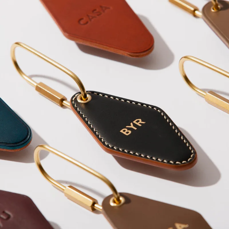 Vintage Custom Logo Diamond Shape PU Leather Keychain Personalized Name Key Chain Ring Personalize Hotel Door Number Keyring - Image 5