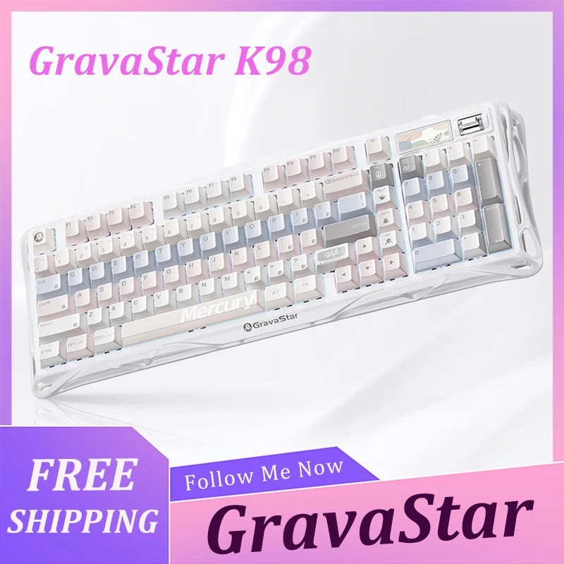 GravaStar K98 Misty Peach / Mysterious Night Mechanical Keyboard Tri Mode RGB Light 98‑key layout Hot‑Swap Gaming Keyboard Work