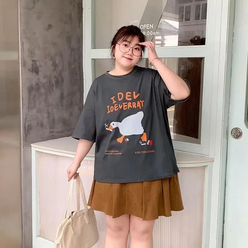 Loose Elastic Comfort T-Shirt for Women, Plus Size Clothing for Lady, Big and Large Add, Casual Tops, Oversize Shorts, Summer