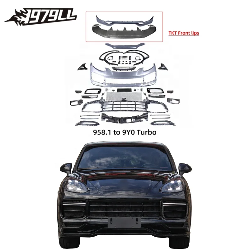 

[1979LL]Car front bumper 2011 2012 2013 2014 958 958.1 bodykit upgrade to 9Y0 turbo body kits for Porsche Cayenne