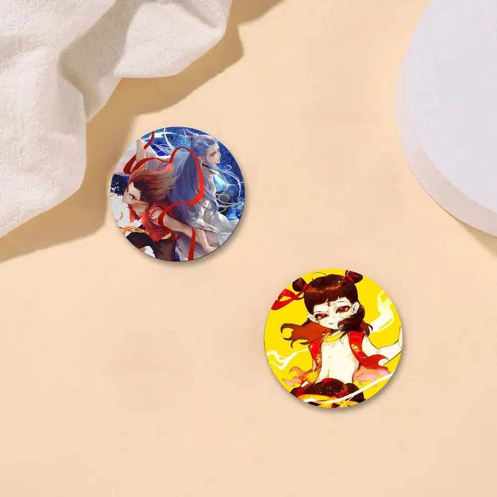 

Animated Movie Nezha Badges Anime Round Laser Badge Cartoon Brooch Clothes Backpack Accessories Lapel