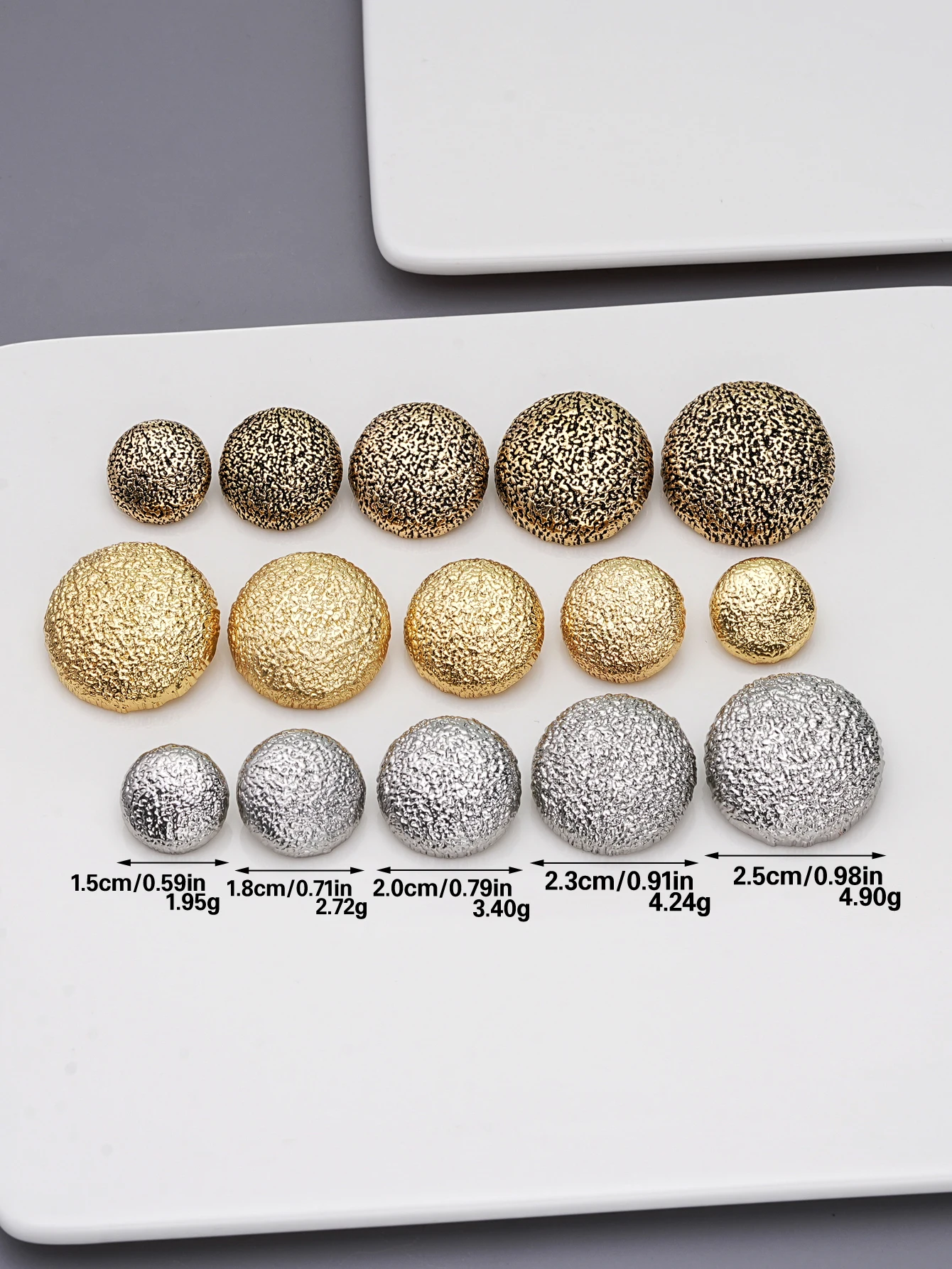 10pcs/pack 15-25mm Round Multi-Color Frosted Metal Button，Sewing Accessories for Clothing Buttons Suitable for Dresses, Shirts