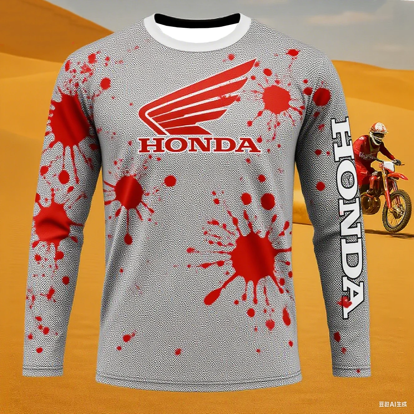 جديد على الطرق الوعرة دراجة نارية ركوب تي شيرت التجفيف السريع تنفس طويلة الأكمام للرجال والنساء هوندا ركوب قمم تي شيرت #5