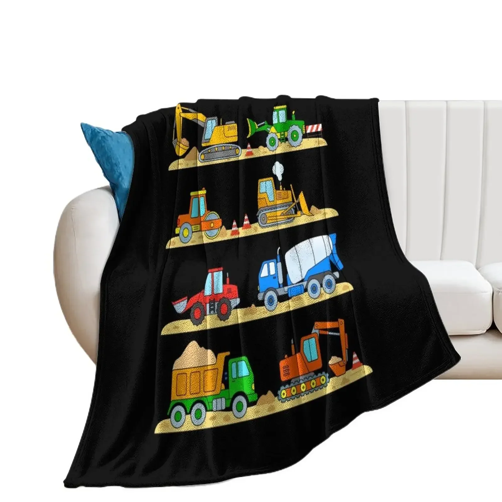 Construction Digger Dump Truck Bulldozer Concrete Mixer Throw Blanket Extra Large Throw Tourist Blankets