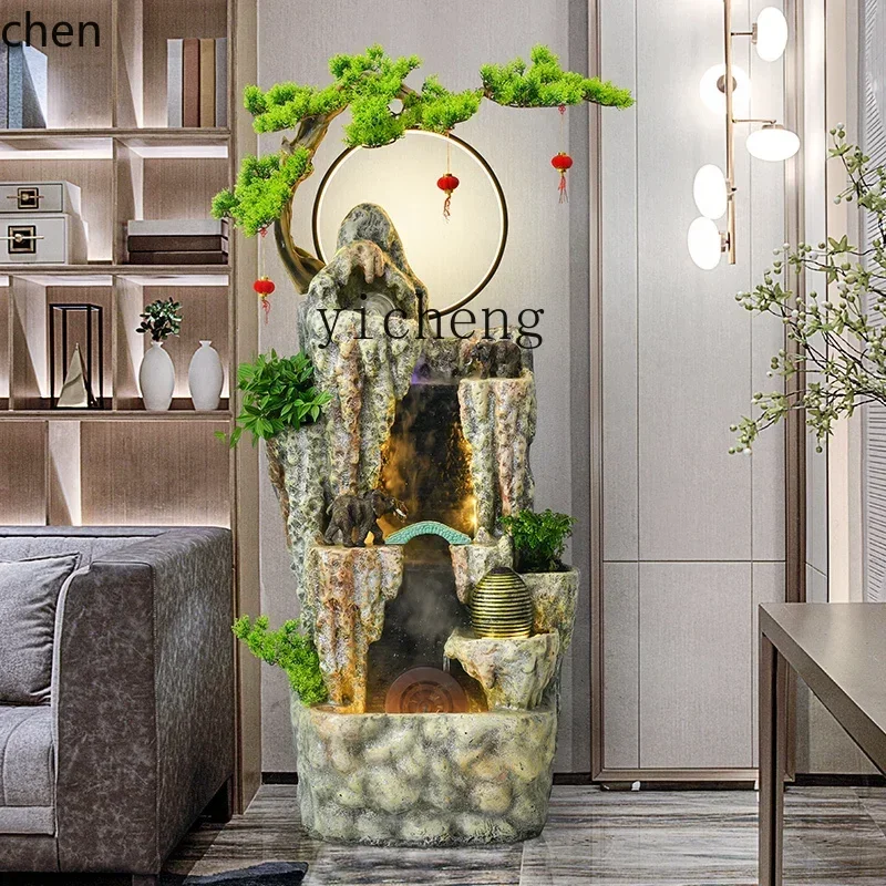 Chinese rockery, flowing water fountain decoration, water landscape company front desk fish pond ornament