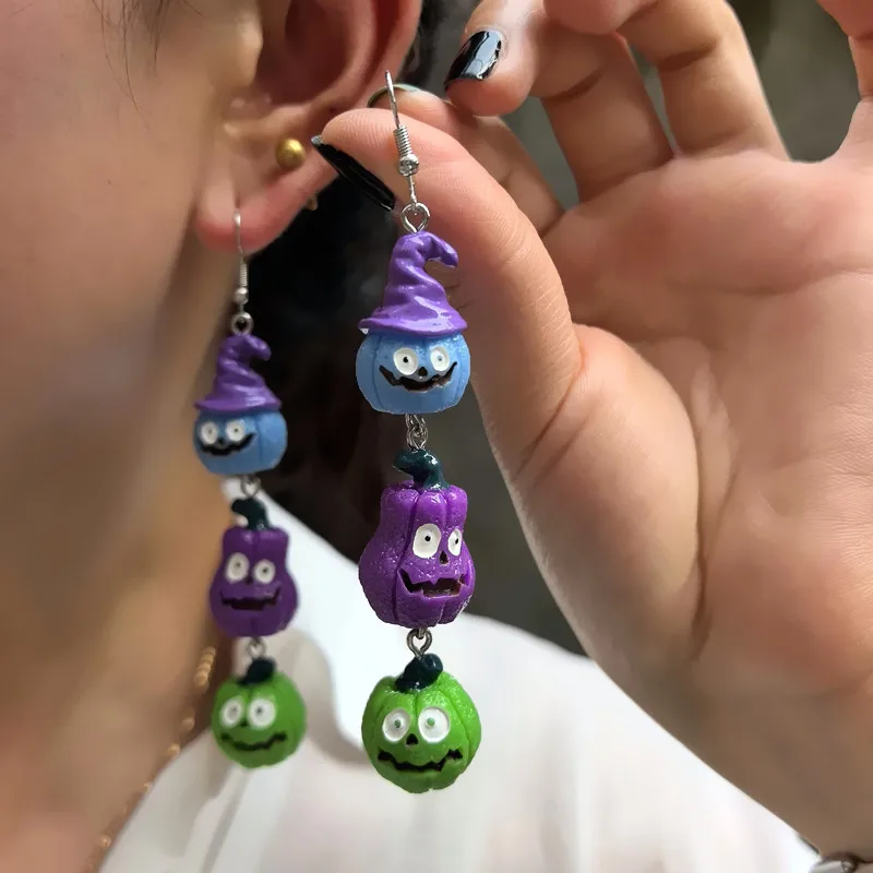 DOREMI Waterproof Stainless Steel Halloween Earrings Pumpkin Witch Hat Spooky Aesthetic Fun Expression Jewelry Gift earrings