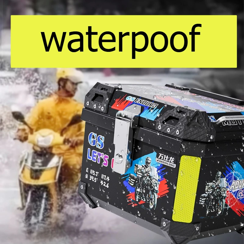 

45L Motorcycle Helmet Box Plastics Universal Motorcycle Rear Trunk Luggage Case Waterproof & Shock Absorption