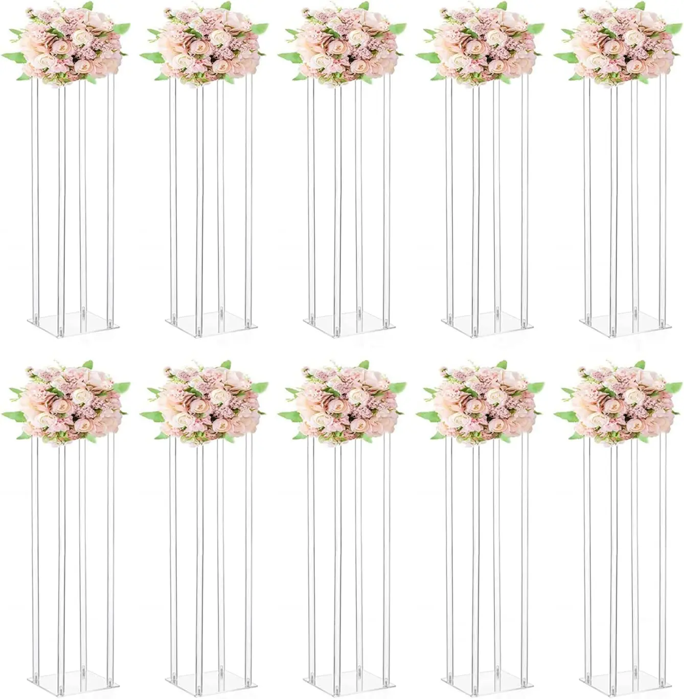 

10 Pcs Wedding Centerpieces Acrylic Vases Clear Column Flower Vase Flowers Rectangular Flower Display Table Flower Stands for W