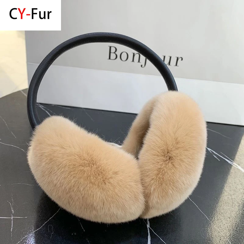 

Rex Rabbit Fur Hang Ear Cover Warm Winter Earmuffs Headwear Ear Muffs Fur Earmuffs Cold Ear Warmer Fold Ear Protection Headband