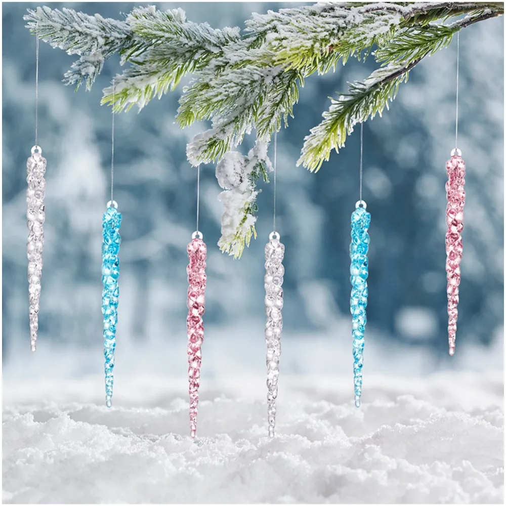24-teilige kreative weihnachtliche, simulierte Eiszapfen aus Acryl, Weihnachtsbaum-Hängedekorationen, geeignet für die Weihnachtsdekoration zu Hause – Detail 5