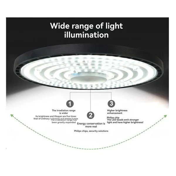High Bay Light UFO 100/150/200W LED Light Warehouse Commercial Industrial Market Warehouse Garage Workshop Garage Lamp AC220V