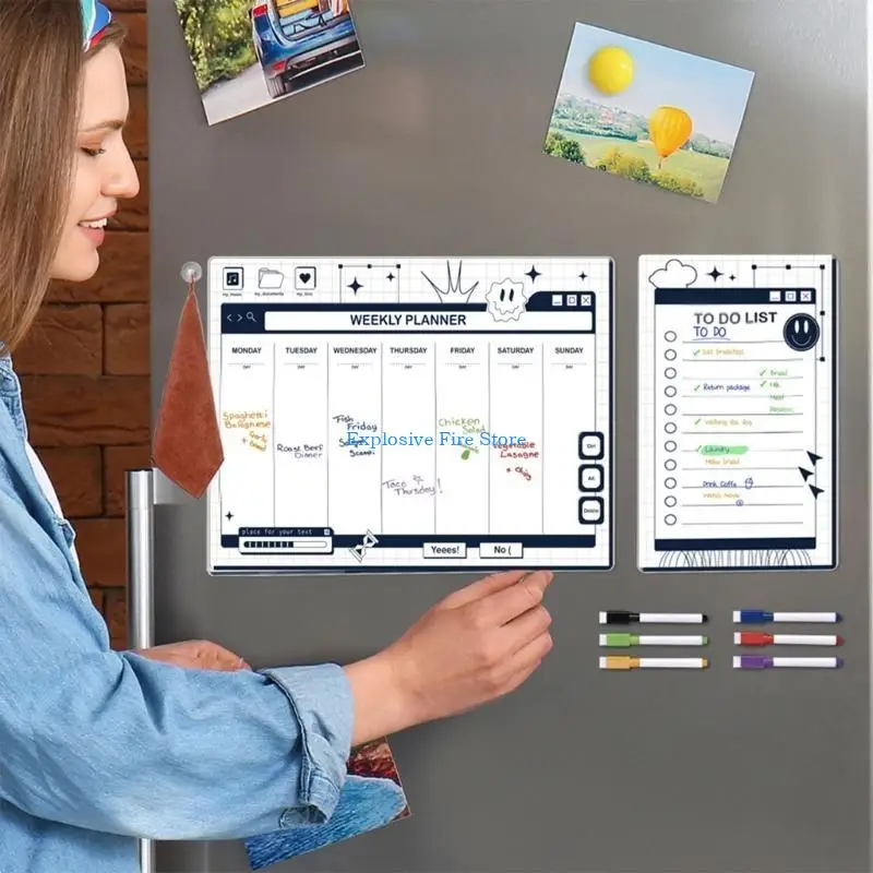 C4db Fridge Calendar Weekly Planner Memo Board Whiteboard Calendario Monthly To-Do Board della spesa