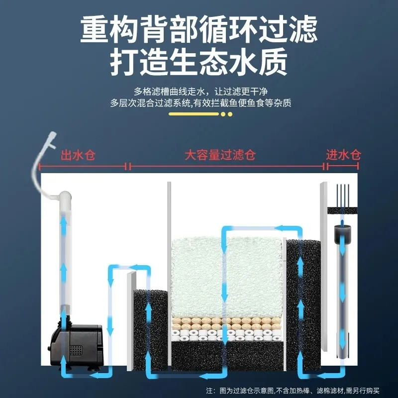 

Small fish tank silent water-free aquarium ultra-white glass back filter fish tank living room household fish tank