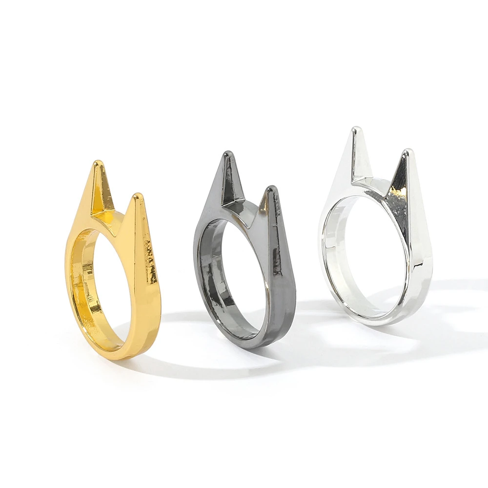 Anillos de autodefensa para hombres y mujeres, nudillos multifuncionales de Metal, forma de oreja de gato, anillos de ataque, accesorios de joyería,