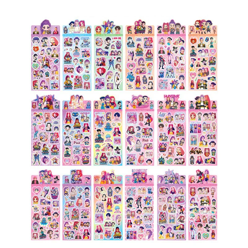 6 أوراق الكرتون Kpop شيطان الصيادين رومي كانغ المؤقتة الوشم ملصق رومي الوشم ملصق شيطان لهدايا الحفلات