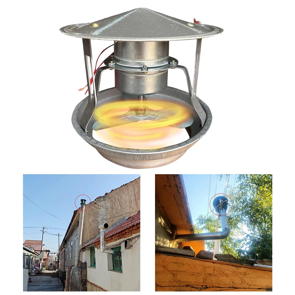 40 W Chimney Flue Fan Metal Exhaust Ventilation Fan for Smoke Removal Suitable for Fireplaces Wood Stoves Boilers