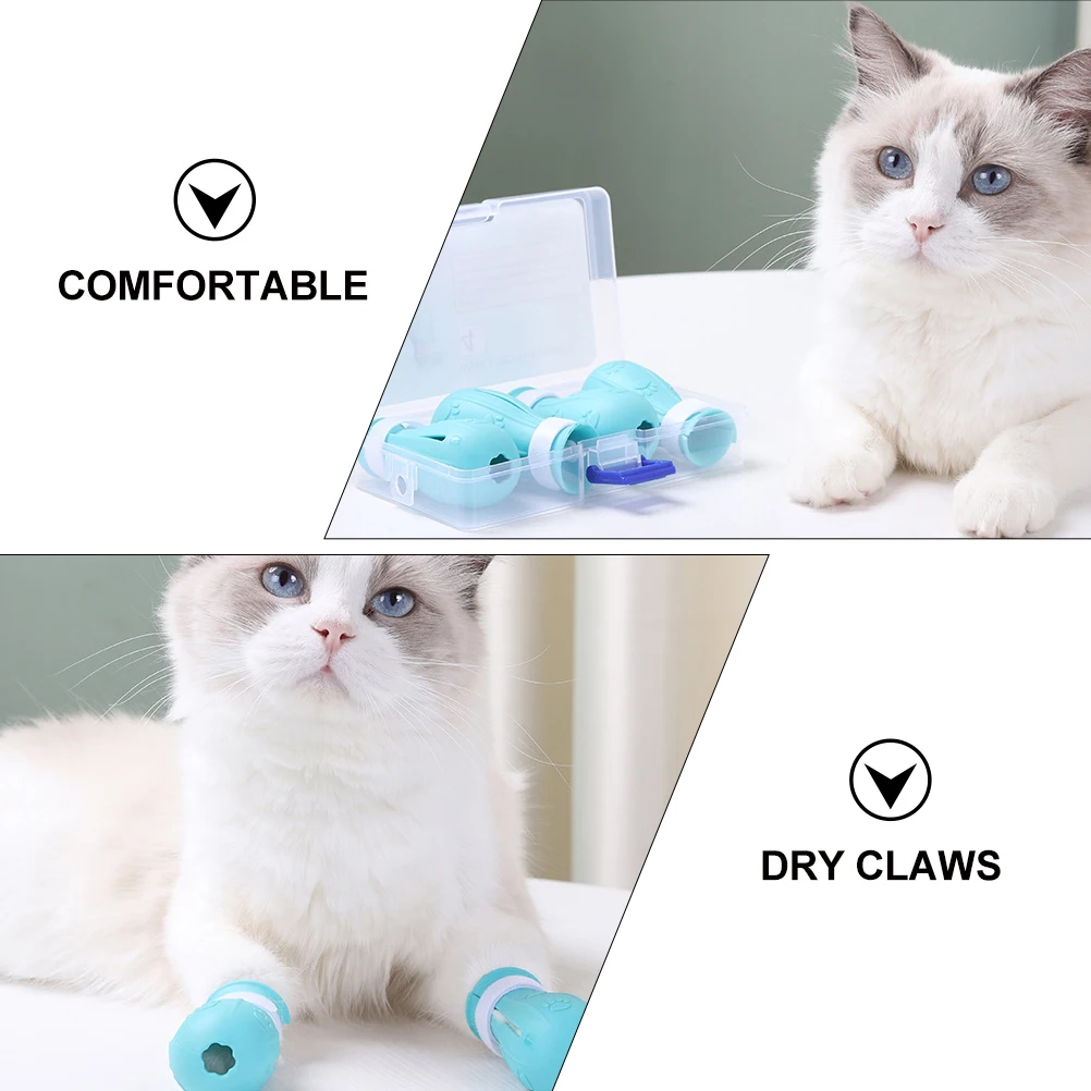

4pcs Anti-scratch Cat Boots TPE Protective Shoes Multifunction Paws Cover Non-slip Sole Dog Paw Protector Cat Footwear