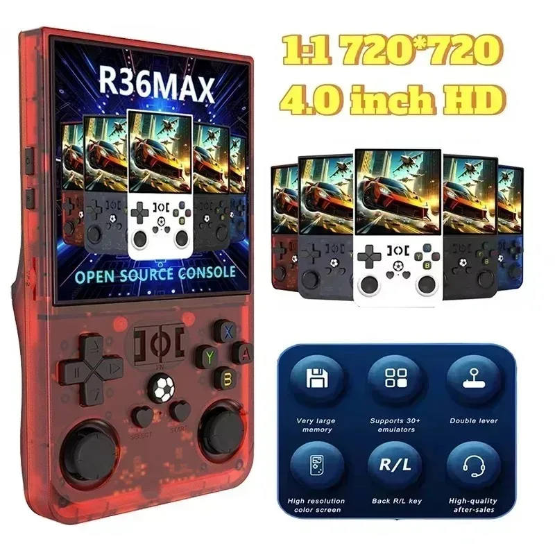 

R36MAX Retro Handheld Game Console 4.0Inch Screen Portable Pocket 64GB 128GB Games Kids Gift