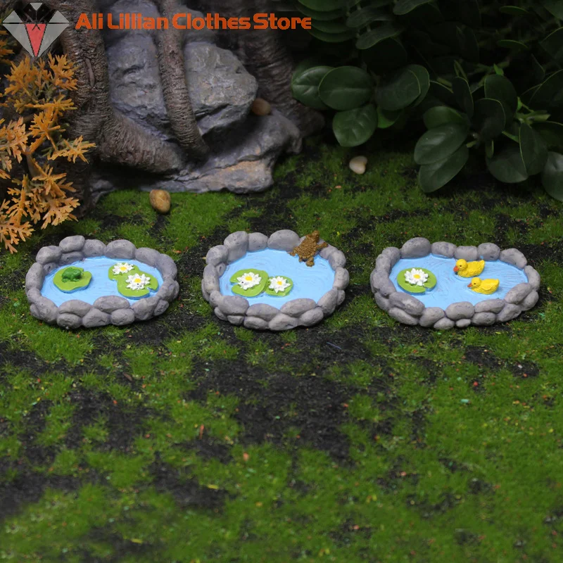 Miniature Landscape Mini Pool Model DIY Miniatures Fairy Garden Decor Micros Ponds Resin Craft Ornament Potted Bonsai Decor