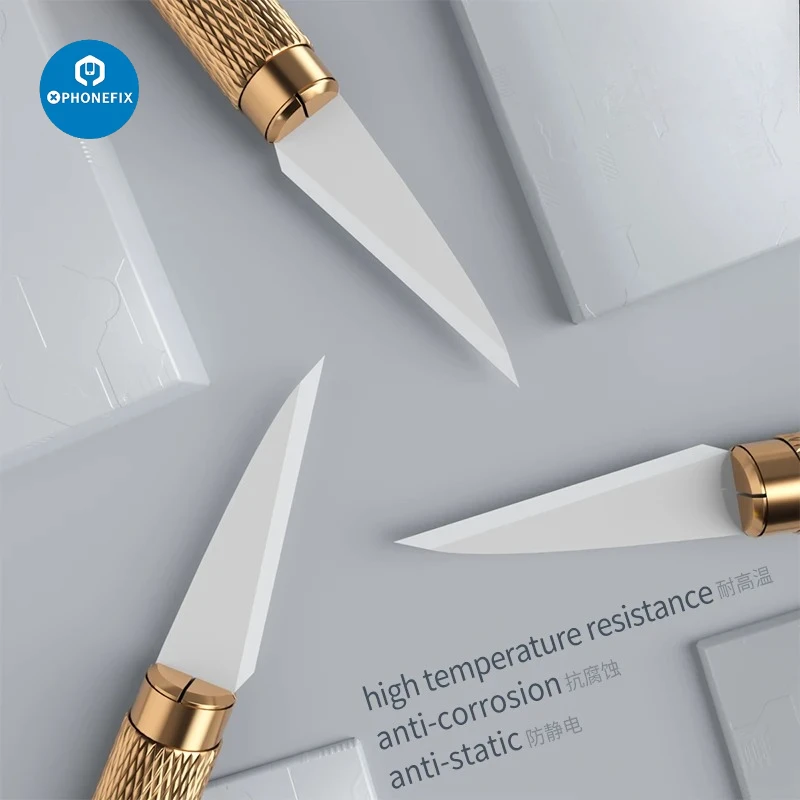 Cuchillo de cerámica MIJING, hojas de grabado anticorrosión, no conductoras, anticalor, para teléfono, PCB, Chip, Gule, herramienta manual de reparación