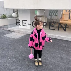 Children Clothing 2022 Autumn Winter New Fashionable Korean Style Girls Love Wool Clothing Jacket Casual Simple Sweet Clothes