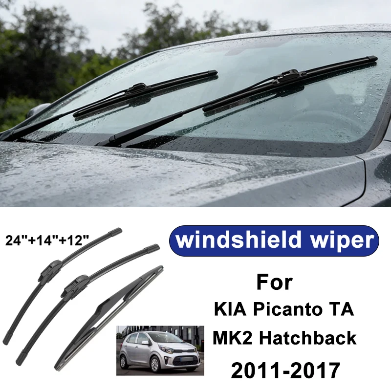 

For KIA Picanto TA MK2 Hatchback 2011-2017 car windshield front/rear wipers, silent wiper blades,car blade brush accessories