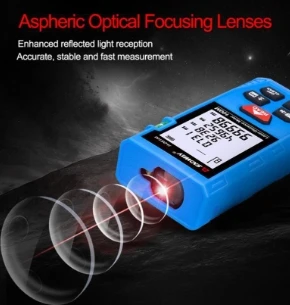 Medidor de Distancia Láser Digital SNDWAY H-DS100, Telémetro de Precisión con Medición de Distancia, Área y Volumen, Autocalibración