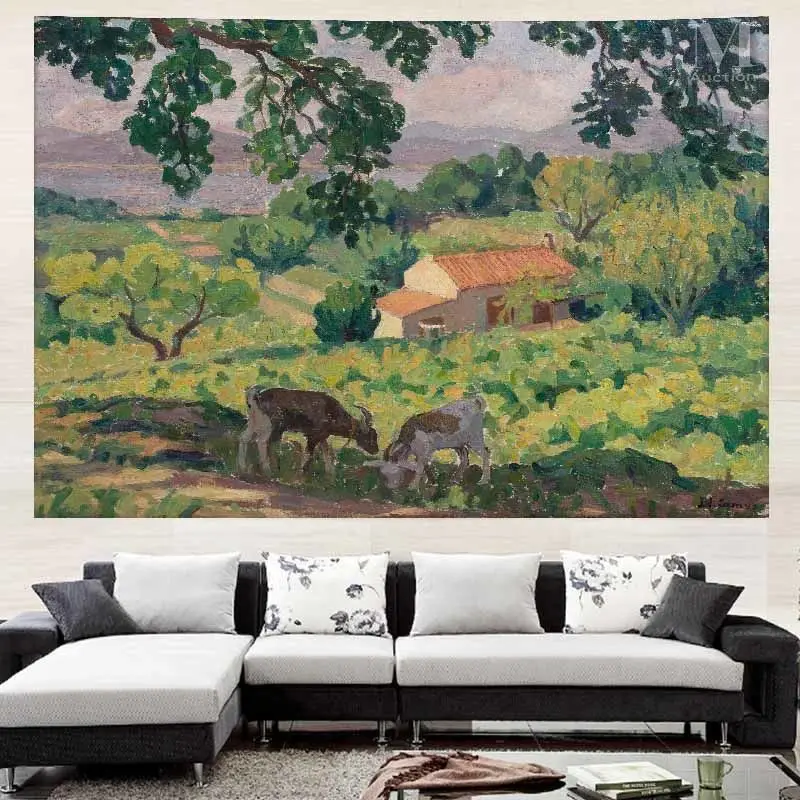 VIKAMA Impressionist Cottage Garden Horizontal Tapestry for Wall Hanging Decor Bedroom Living Room Cozy Aesthetic Home Decor