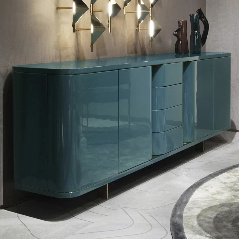 Light luxury modern simple solid wood metal side cabinet