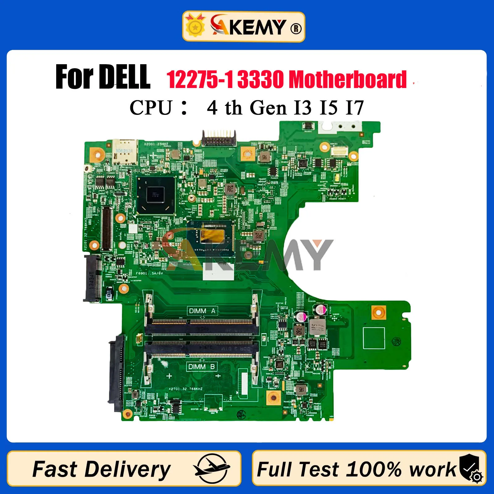 

12275-1 Notebook Mainboard For Dell Latitude 3330 Laptop Motherboard With CPU DDR3 CN-02D6MM 0FC2X0 0W29HP W29HP 100% Tested OK