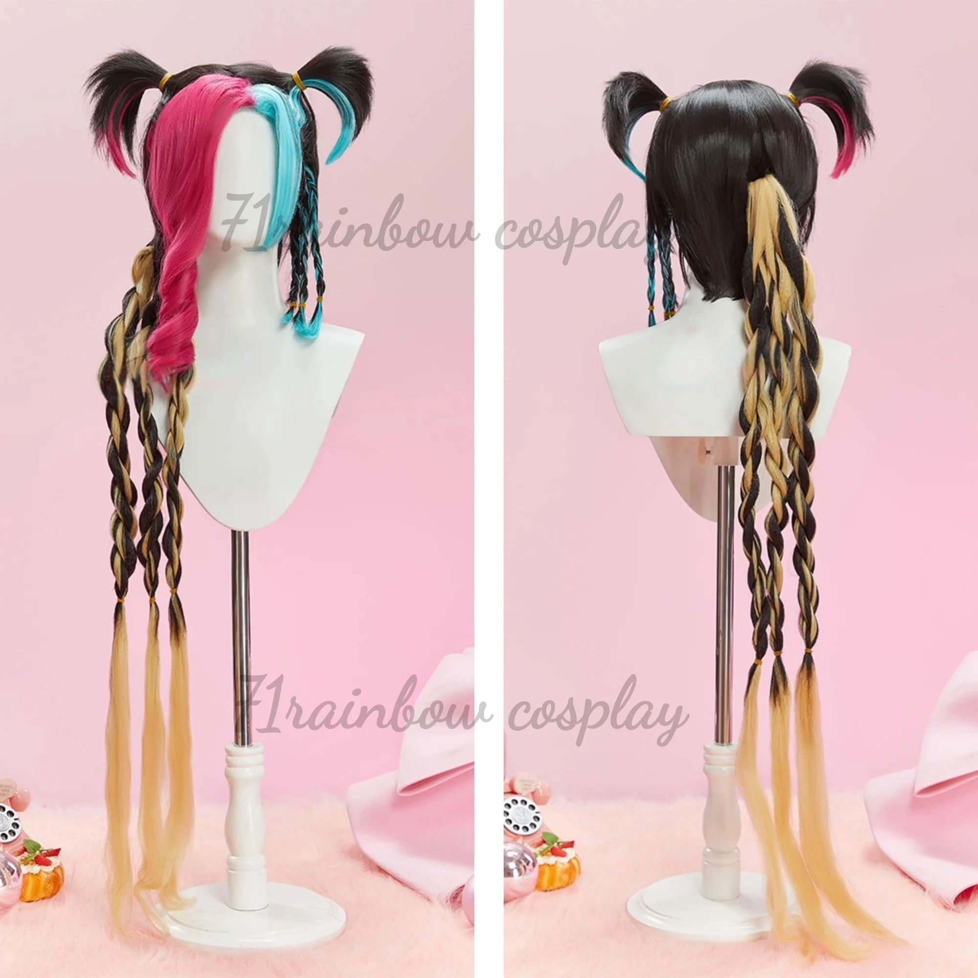 LOL Jinx Valentine's Day Doujin Skin Cosplay Wig Game Jinx Hair Cosplay Wigs
