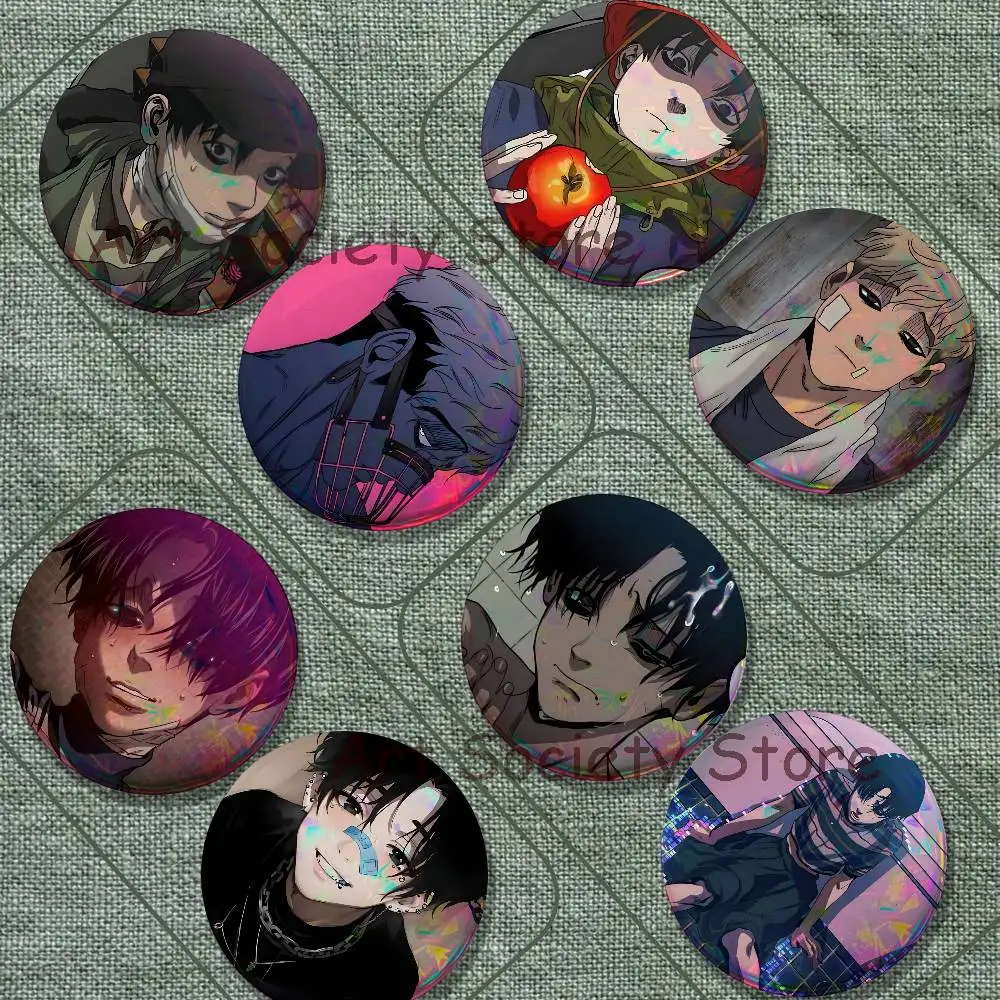 K-Killing S-Stalking Korean Brooches for Backpack Accessories 25,32,44,58,75mm Round Enamel Pins 2-piece set Cartoon Anime Badge