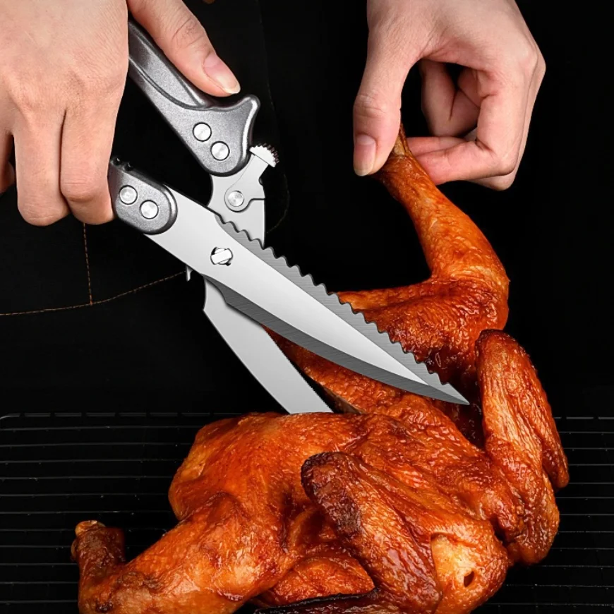 2026Kitchen scissors stainless steel multi-functional cutting chicken duck goose bone special strong chicken bone scissors