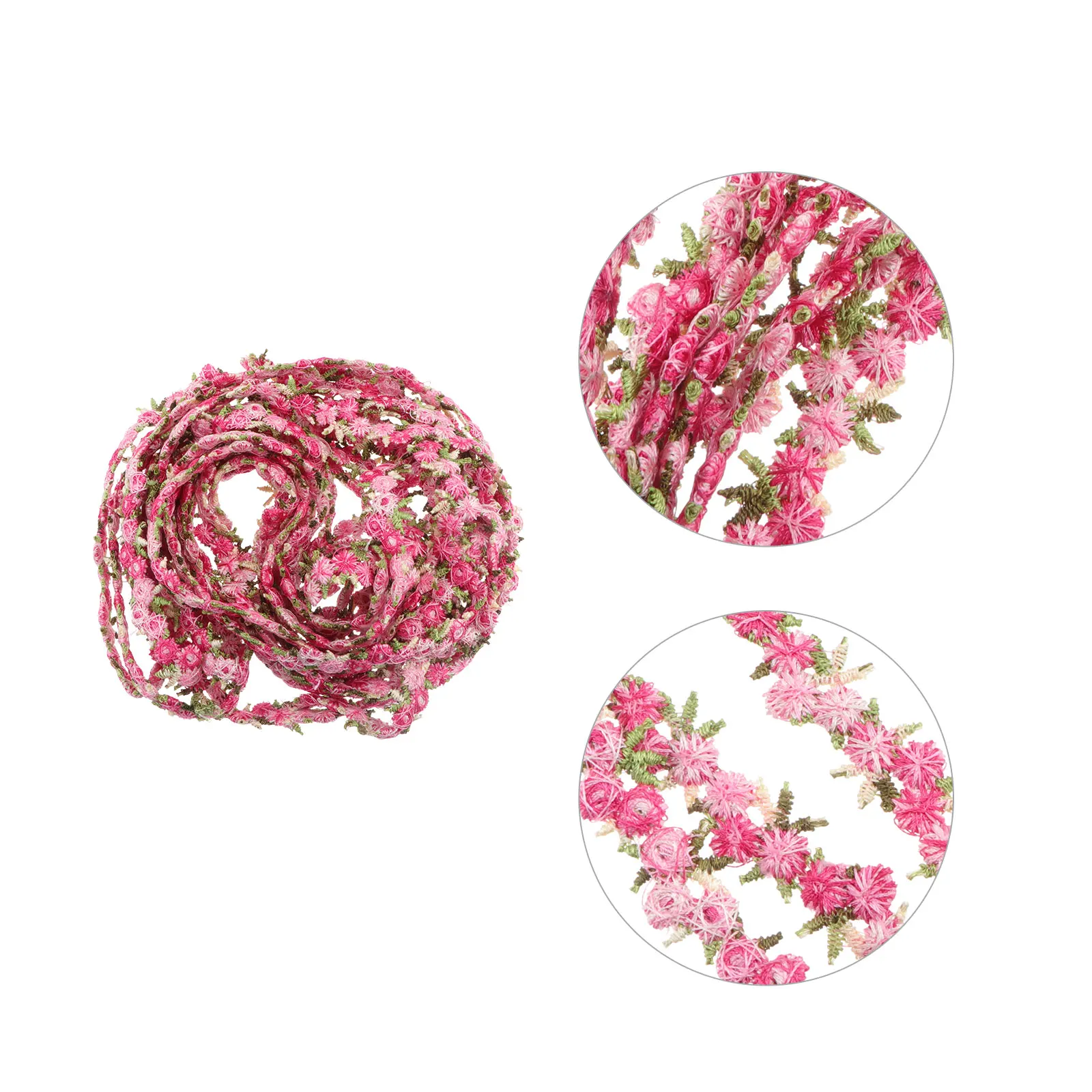 ผ้าไหมผ้าปูที่นอนดอกไม้ริบบิ้น 4.5m สีชมพู Rose Trim เจ้าสาวตกแต่งงานแต่งงาน Appliques ตกแต่งริบบิ้น Elegant Lace Edge